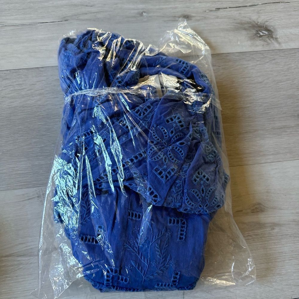 Johnny Was Love Ella Eyelet Embroidered Mini Dress Boho Chic Blue S NWT IN PKG - Picture 4 of 4